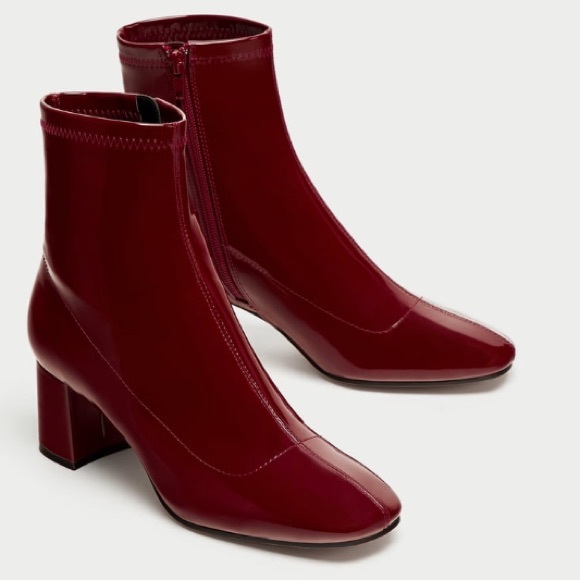 Zara Shoes - ZARA High Heel Faux Patent Ankle Boots